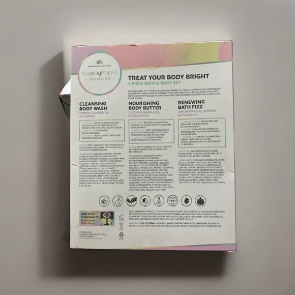 SPAscriptions Wellness 101 - 3 piece bath and body set• New & Gift Ready - Picture 2 of 3